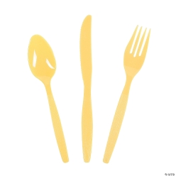 Bulk Yellow Plastic Cutlery Sets for 70